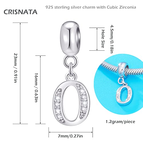 26 Letter Pendant Charms, Polished 925 Sterling Silver Complete Initial A-Z Dangling CZ Stone Alphabet Beads, fits European Bracelet Necklace, Gift for Mother/Father/Daughter/Son/Sister/Aunt - color: Letter O CZ Pendant Charm
