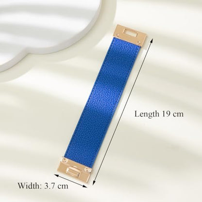 Rantanto Leather Wrap Bracelets For Women Gold Twist Lock Buckle Wrist Cuff | PU leather,Skin-friendly,Boho Stackable Wristband,Fashion Daily Jewelry,Trend Casual Party Bangle,Fit For Birthday, Holiday - color: Wide Royal Blue