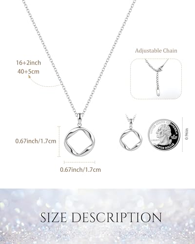 Infinity Circle Pendant Necklace Minimalist Eternal Mobius Silver Necklace Dainty Geometric Trendy Jewelry Gift for Women-Silver&14k Gold Plated - color: Silver