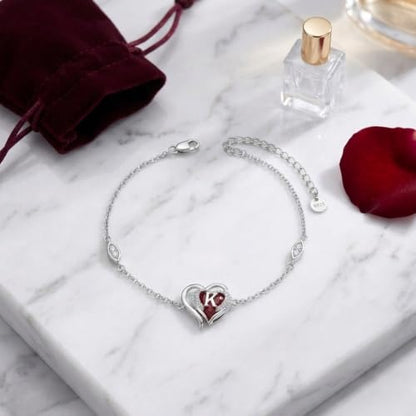 Initial Bracelet for Women 925 Sterling Silver Heart Angel Wings Initial Bracelet Anniversary Birthday Mothers Day Jewelry for Mom Her Wife - color: K