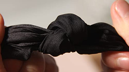 Pack of 2 Knotted Bow Hair Scrunchies Elastic Hair Scarf Black Hair Ties Bands Satin Hair Ribbon Scrunchy Red Ponytail Holder for Women and Girls (Black) - color: Black