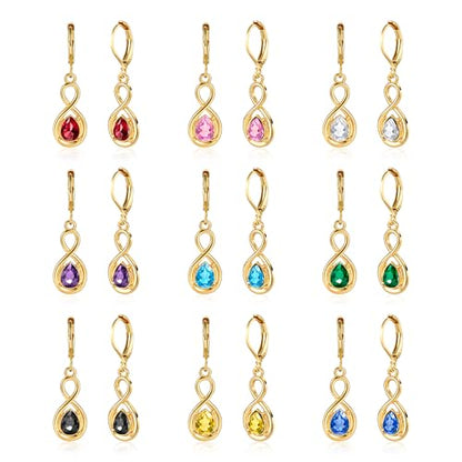 Multicolor Crystal Dangle Studs Earrings Set for Women 925 Silver Hypoallergenic Dangle Earrings Leverback Drop Earring Fashion Cubic Zirconia Leverback Stud Earring Sets Trendy Cubic Zirconia Jewelry Gifts for Women - style: 12-2G