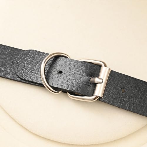 Leather Choker Slip Chain Necklace Stainless Steel Cuban Link Long Necklaces Gothic Punk Heart Chain Necklace Handmade Collars for Women - color: Black+Silver