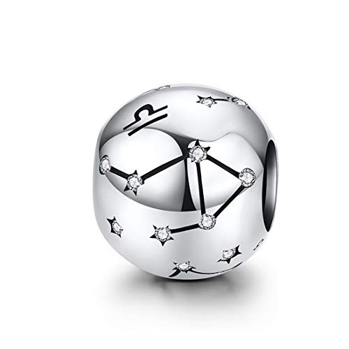 Constellation Charm 925 Sterling Silver Birthstone Bead for Pandora Charms Bracelet-Gift for Anniversary Birthday Christmas Day - color: Libra（9.23-10.23）