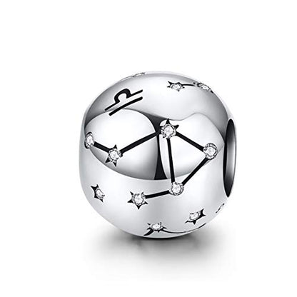 Constellation Charm 925 Sterling Silver Birthstone Bead for Pandora Charms Bracelet-Gift for Anniversary Birthday Christmas Day - color: Libra（9.23-10.23）