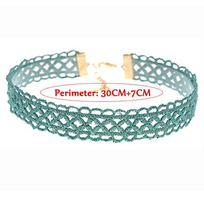 Teensery 10Pcs Womens Choker Necklaces Assorted Color Lace Charm Stretch Gothic Tattoo Chokers Necklace Set