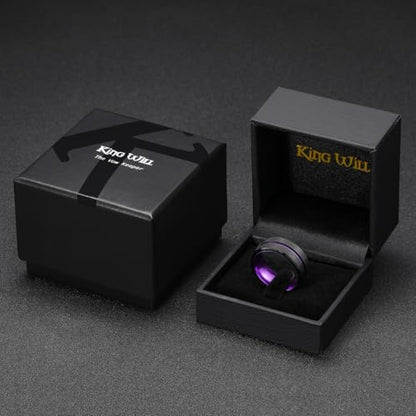 King Will Mens Tungsten Rings for Men Two Tone Grooved Mens Wedding Band Cool - color: Purple 10mm