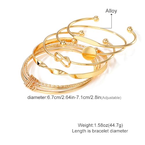 GIGB PBDK Chunky Stackable Gold Cuff Bracelets Set for Women Boho Multi Layer Silver Open Bangles Adjustable Geometry Bracelets Jewelry Accessories - color: Gold