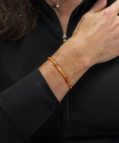 Cherry Tree Collection Gemstone Beaded Bracelets For Women and Men – Promotes Protection, Courage, Focus, Balance & Luck – Available in S, M, L with 4mm Round Beads - color: Carnelian, size: Medium