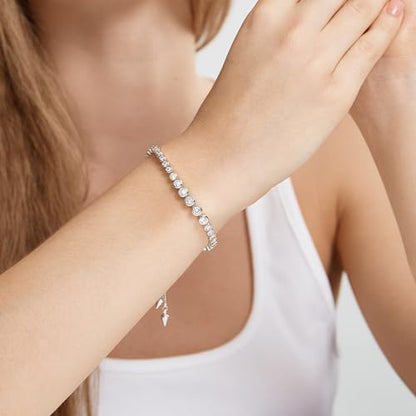 FANZE Gold Plated Cubic Zirconia Tennis Bracelets for Women Dainty Trendy Adjustable Bracelet Jewelry Gift for Ladies Wedding Mother Birthday Anniversary - style: Style 3