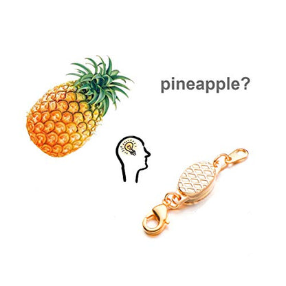 Locking Magnetic Jewelry Clasp for Necklace and Bracelet, Gold and Silver | Built-in Safety Locking, Light Small Extender, Lobster Clasps, Pineapple Texture, Metallic Finishes - color: Pineapple Gold and Silver