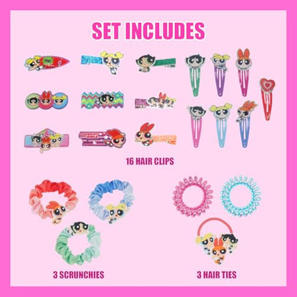 Powerpuff Girls Hair Accessories Set with Hair Clips & Bows - color: Powerpuff Girls