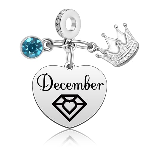Birthday Gifts for Women Birthstone Charms for Bracelets Necklaces Jewelry Gift for Mom Wife Daughter Granddaughter Niece Sister Girlfriend - color: December