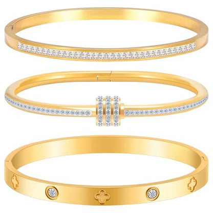 Camhanno Stackable Silver Bracelets for Women Stainless Steel Love & Friendship Bangle, Mothers Day Valentines Birthday Christmas Jewelry Gifts for Mom Her Wife Grandma - style: Style 6
