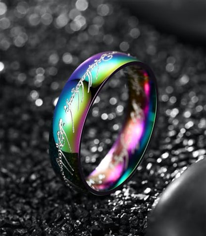 King Ring 6mm Rings Ver.2 – Magic Patern High Polished Stainless Steel Bands - color: Multi White