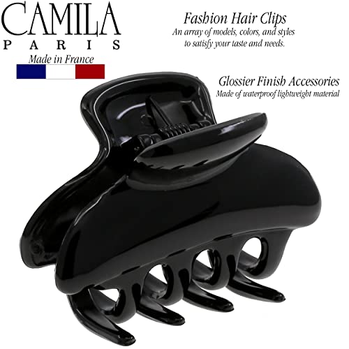Camila Paris CP3550 French Small Hair Clips for Women, 2.5" Small Claw Clip Fashion Styling Mini Hair Clip Accessories for Women, Strong Hold No Slip Grip Cute Claw Clips, Made in France - color: Black 2.5"