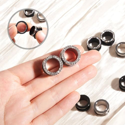 Longbeauty 12pcs Gorgeous Cubic Zirconia Tunnels 316L Stainless Steel Ear Gauges Earring Plugs for Ears Screw Fit Body Piercing Jewelry 4g-3/4 - color: Gauge=4g(5mm)