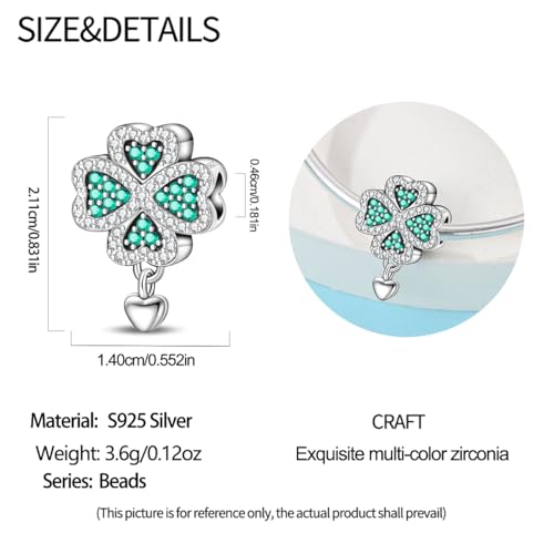 HappyStar 925 Sterling Silver Animal Dogs Charms Pendants fit Pandora Bracelets Necklaces Flowers Sports Travel Charms for Bracelets Women Jrwelry Gifts(with one Spacer Bead Charms) - style: Good Luck Clover Beads
