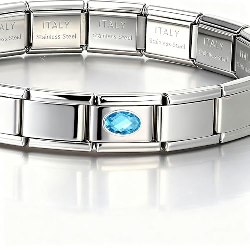 Italian Bracelet Charm,9mm,April,Birthday & Date > Birth Stone - Simple Ellipse - color: March