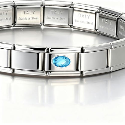 Italian Bracelet Charm,9mm,April,Birthday & Date > Birth Stone - Simple Ellipse - color: March