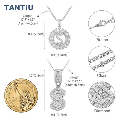 14K Gold Plated Alphabet Necklace Cubic Zirconia Letter Pendant, Personalized Name Jewelry Gift for Women, Customizable A-Z, Birthday/Mothers Day Gifts for Womens - color: White Gold, style: Style-S
