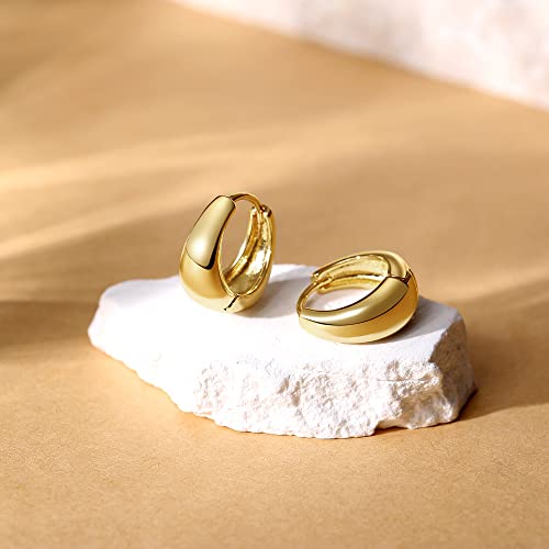 Me&Hz Gold Huggie Earrings Small Huggie Hoop Earrings for Women 14K Gold Plated Hypoallergenic Cubic Zirconia Huggies Mini Silver Hoop Earring for Women - color: Teardrop,Gold