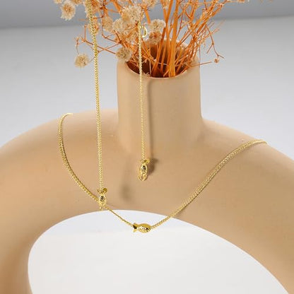 LLWOM Gold Necklace for Women-14k Gold Plated Infinity Necklace Star Of David Necklace Evil Eye Cross Pendants Heart Dainty Gold Necklace For Women - color: Gold -Fish