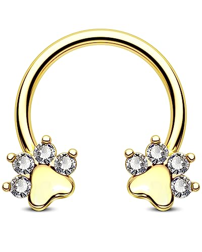 Jewseen Paw Septum Rings 16g Gold Septum Ring Daith Piercing Jewelry Surgical Steel Cartilage Earrings Hoop Nose Rings Hoop Conch Earrings for Women Men - color: gold