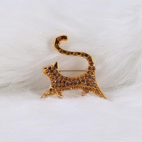 Kitten Brooch Pins for Women, Gold Cat Brooch Pin, Cute Kitten Animal Brooch Lapel Pin, Bohemian Kitten Cat Brooches Pins for Women Hat Bag Suit Dress Accessories Jewelry