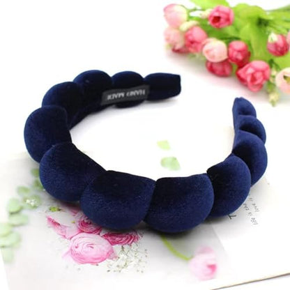 Fashion Headbands for Women Padded Fabric Hair Bands Wide Velvet Non Slip Headband Hair Accessories for Women Girls (Navy Blue) - color: Navy Blue