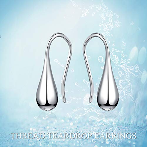 Pull Through Teardrop Dangle Earrings 925 Sterling Silver Simple Water Drop Earrings Birthday Mother's Day Christmas Gifts for Women - style: pull through teardrop earrings