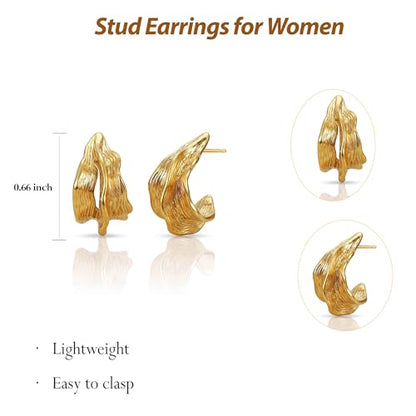 Earrings for Women, Saguine Chunky 14K Gold Plated Hoop Earrings Trendy | Chunky Earring, Big Large U-Shape Drop Twist Dangle Statement Stud Hoops Earrings, Jewelry for Women Gifts - style: Twist