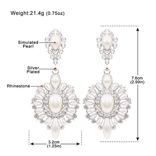 Flower Teardrop Bridal Wedding Dangle CZ Earrings in Silver/Gold Tone for Women Girl Bride Gift … - color: A-Z