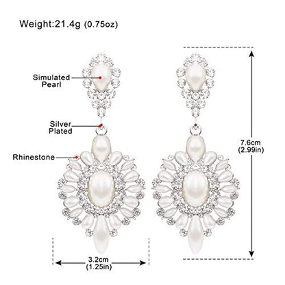 Flower Teardrop Bridal Wedding Dangle CZ Earrings in Silver/Gold Tone for Women Girl Bride Gift … - color: A-Z