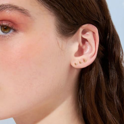 20G/18G/16G Titanium Flat Back Earrings, Threadless Nose Stud Tiny Stud Earrings, Cartilage Tragus Piercing Jewelry Conch Helix Stud - color: Butterfly(gold 3pcs), size: 16ga(1.2mm)