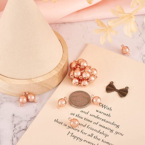 Craftdady 20 Sets Rose Gold Round Magnetic Clasps 14.5x8mm Magnet Converters Locking Clasps for Jewelry Bracelet Necklace Making Hole:1.6mm - color: Rose Gold