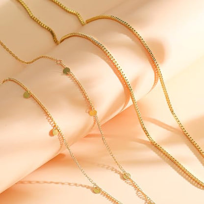 2Pcs Waist Chain 18K Gold Plated Belly Chain Coin Sequin Satellite Beaded Snake Box Chain Layered Body Chain Sexy Bikini Summer Beach Body Jewelry Accessories for Women Adjustable - style: coin chain