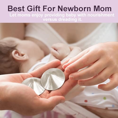 Boboduck The Original Silver Nursing Cups - Nipple Shields for Nursing Newborn, Newborn Breastfeeding Must Haves for Soothe and Protect Your Nursing Nipples - Trilaminate 999 Silver (X-L Size) - size: X-L Size