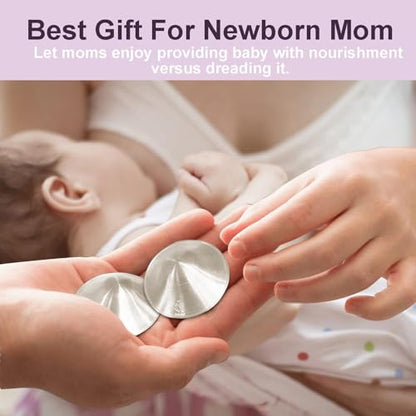 Boboduck The Original Silver Nursing Cups - Nipple Shields for Nursing Newborn, Newborn Breastfeeding Must Haves for Soothe and Protect Your Nursing Nipples - Trilaminate 999 Silver (X-L Size) - size: X-L Size