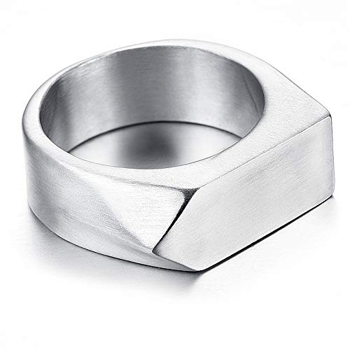 Men's Stainless Steel Simple Square Band Ring Signet Style