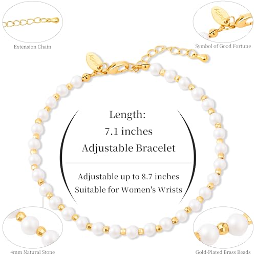 Inspirational Gifts Healing Natural Stone Bracelets for Women Anxiety Stress Relief Bracelet Handmade Jewelry for Friends Sister, Christmas Stocking Stuffers Thanksgiving Basket - color: White-Purity