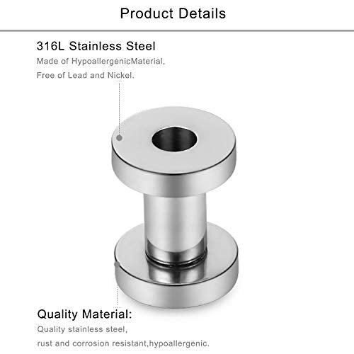 Lcolyoli Screw Fit Ear Gauges Kit Surgical Steel Tunnel Expander Earrings Earlobe Plugs Body Piercing Jewelry Set for Women Men 14G-00G 12 Pieces - style: d: 12Pcs-6 Colors-6G