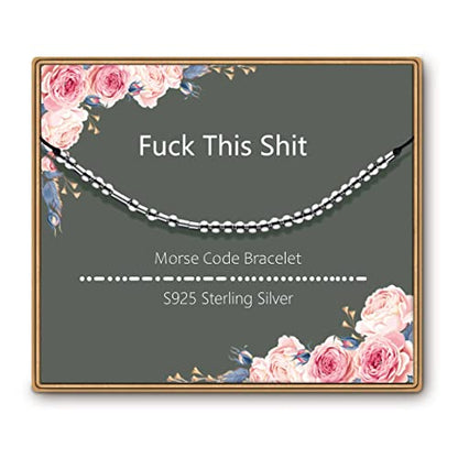 ASELFAD Morse Code Bracelets for Women, Funny Best Friend Birthday Gifts for Women Friendship Bracelets, Inspirational Jewelry, Teen Girl Gifts Trendy Stuff - style: F This S
