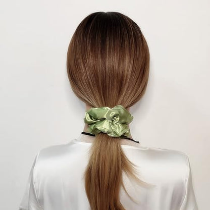 Sufermoe 6 Pcs 4.5 Inch Light Gray Green Satin Silk Hair Scrunchies, Hair Ties and Accessories for Women and Girls - color: Light Gray Green