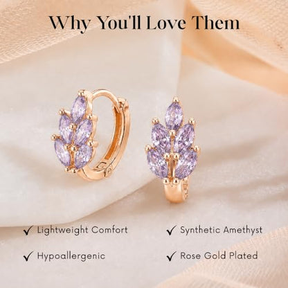 Gempires Huggie Hoop Earrings for Women | Cubic Zirconia Fashion Earrings Collection | Gold, Silver & Rose Gold Tone Styles | Lightweight Everyday Jewelry - color: Floral Crystal Drop
