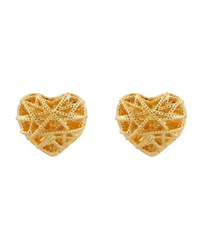 18K Gold Plated & Silver Chunky Heart & Bow Earrings for Women, Chunky Heart Dangle Hoops/Tiny Studs, Kawaii Dainty Hypoallergenic Jewelry for Multiple Piercings, Gift for Her - style: Cut-out Heart Studs