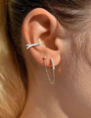 LOLIAS 12Pcs Ear Cuffs Non Piercing - 14K Gold Plated Ear Cuff Earrings for Women Adjustable Earring Cuffs for Non Pierced Ears Clip on Cartilage Earring Fake Earrings Set - color: White Gold Plated