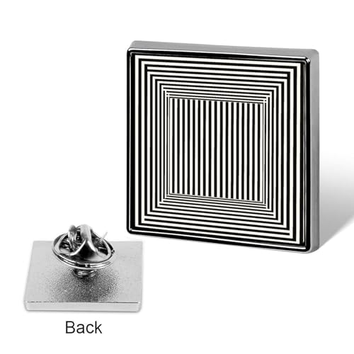 Op Art Simple Black And White Line Unisex Brooches & Pins Square Lightweight Lapel Badge Jewelry for Clothing Shawl Hat