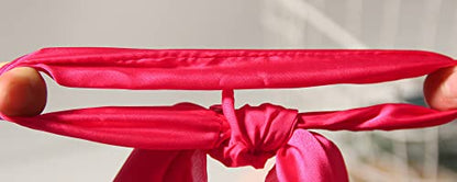 Pack of 2 Knotted Bow Hair Scrunchies Elastic Hair Scarf Black Hair Ties Bands Satin Hair Ribbon Scrunchy Red Ponytail Holder for Women and Girls, Hair Scarf Scrunchies, Hair Accessories Hair Bow - color: Hot pink