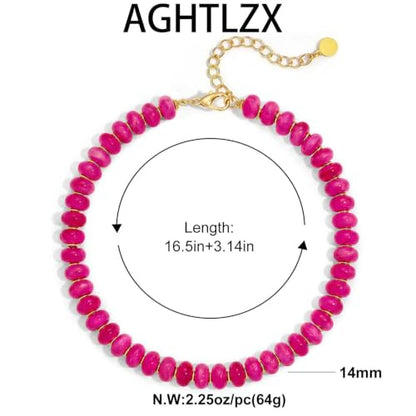 Chunky Beaded Necklace for Women, Colorful Trendy Statement Summer Jewelry Gift - color: necklace-39